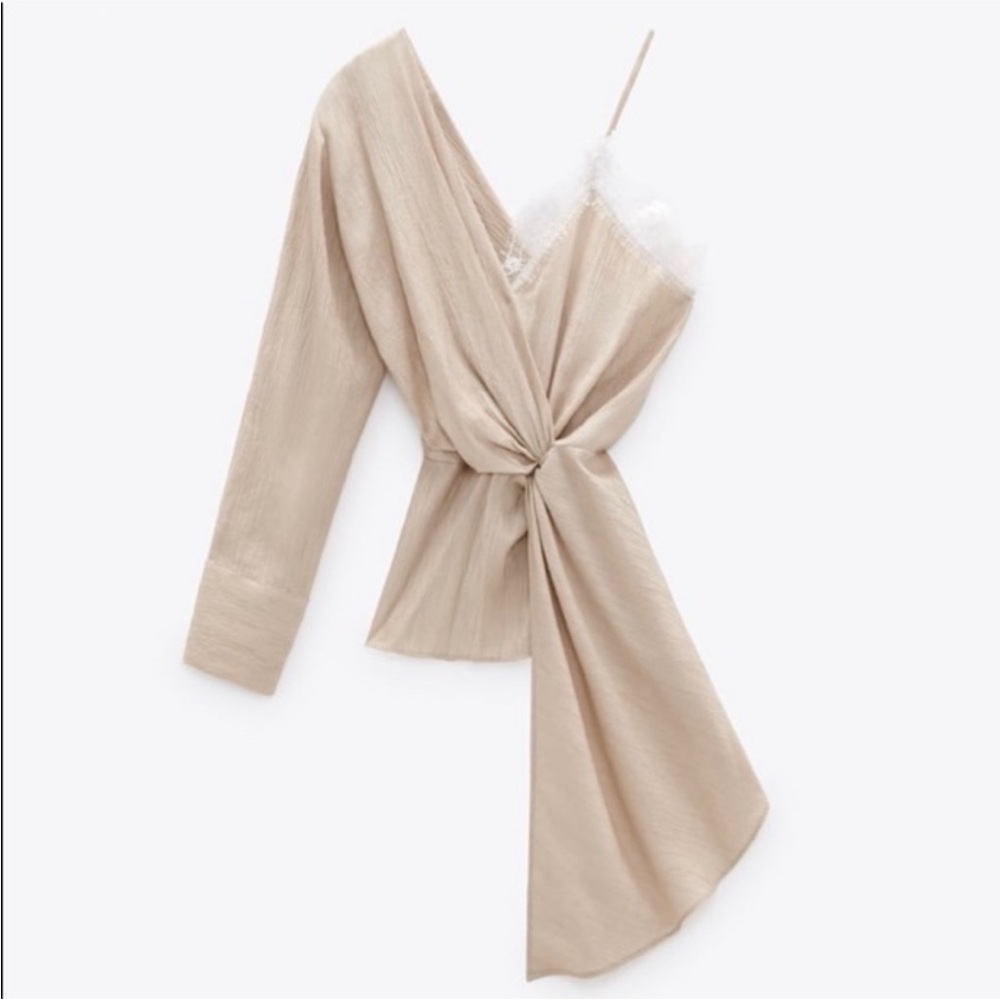 Zara nude asymmetric top, new with tags